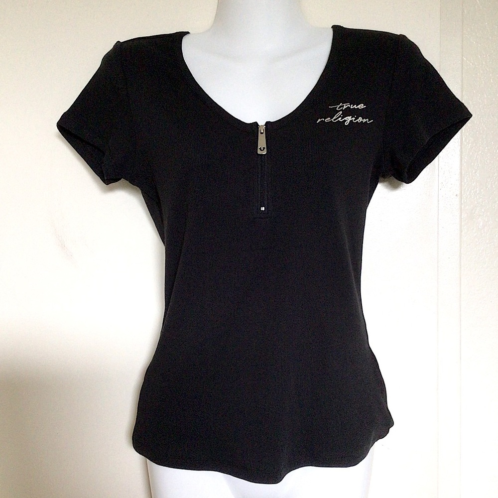 True Religion Script TR Zipper Henley